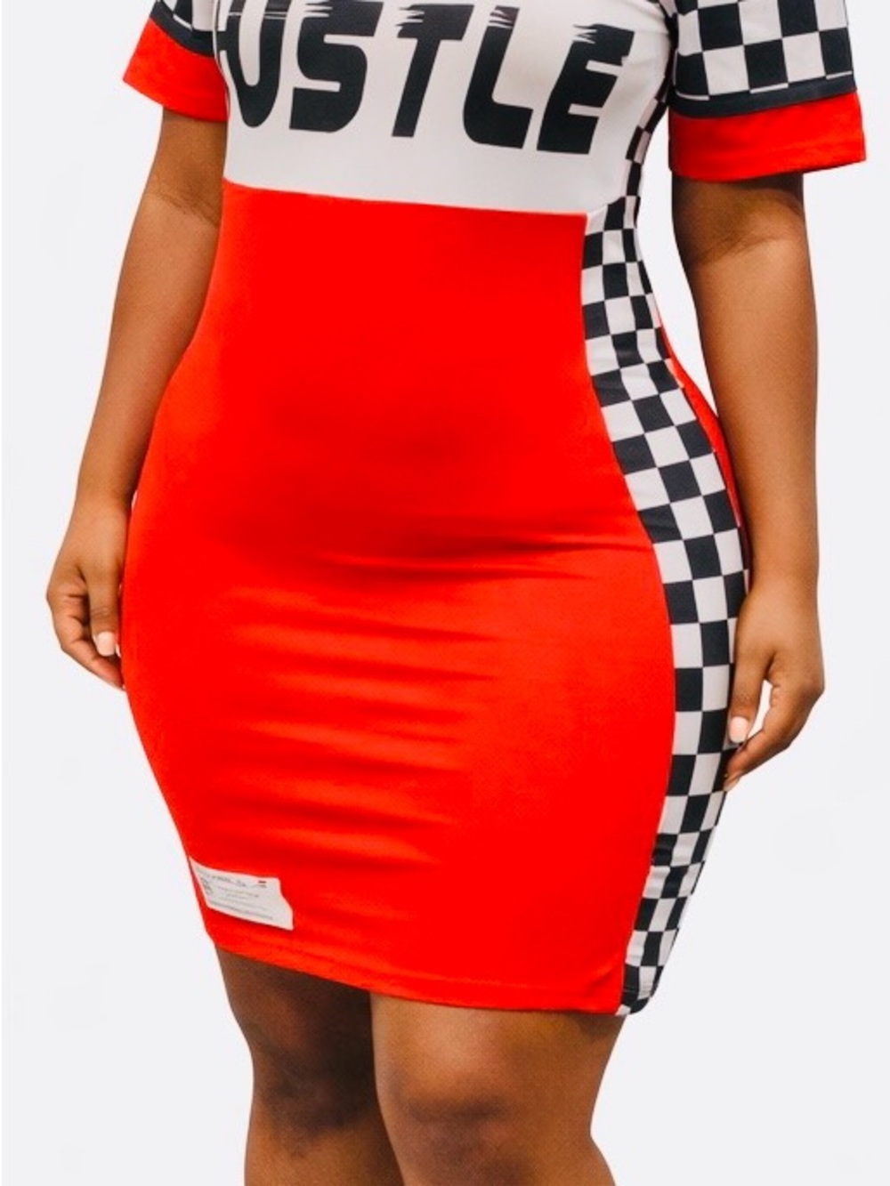 Red Checkerboard 'Hustle' Bodycon Dress